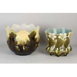 Two majolica flower pots