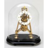English skeleton clock under bell jar