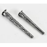 Two 18th century silver needle cases