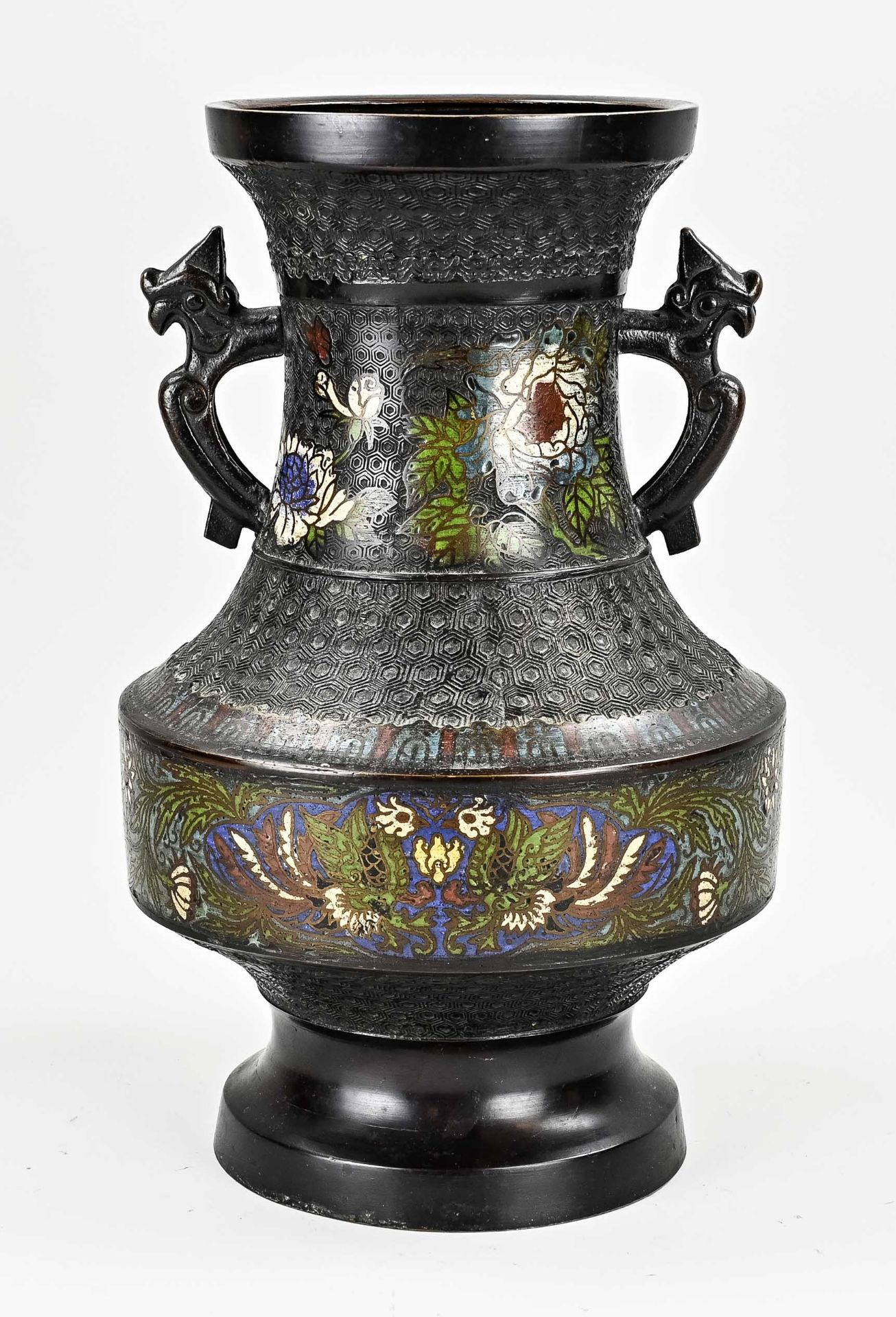 Japanese cloisonne vase, H 36.5 cm.