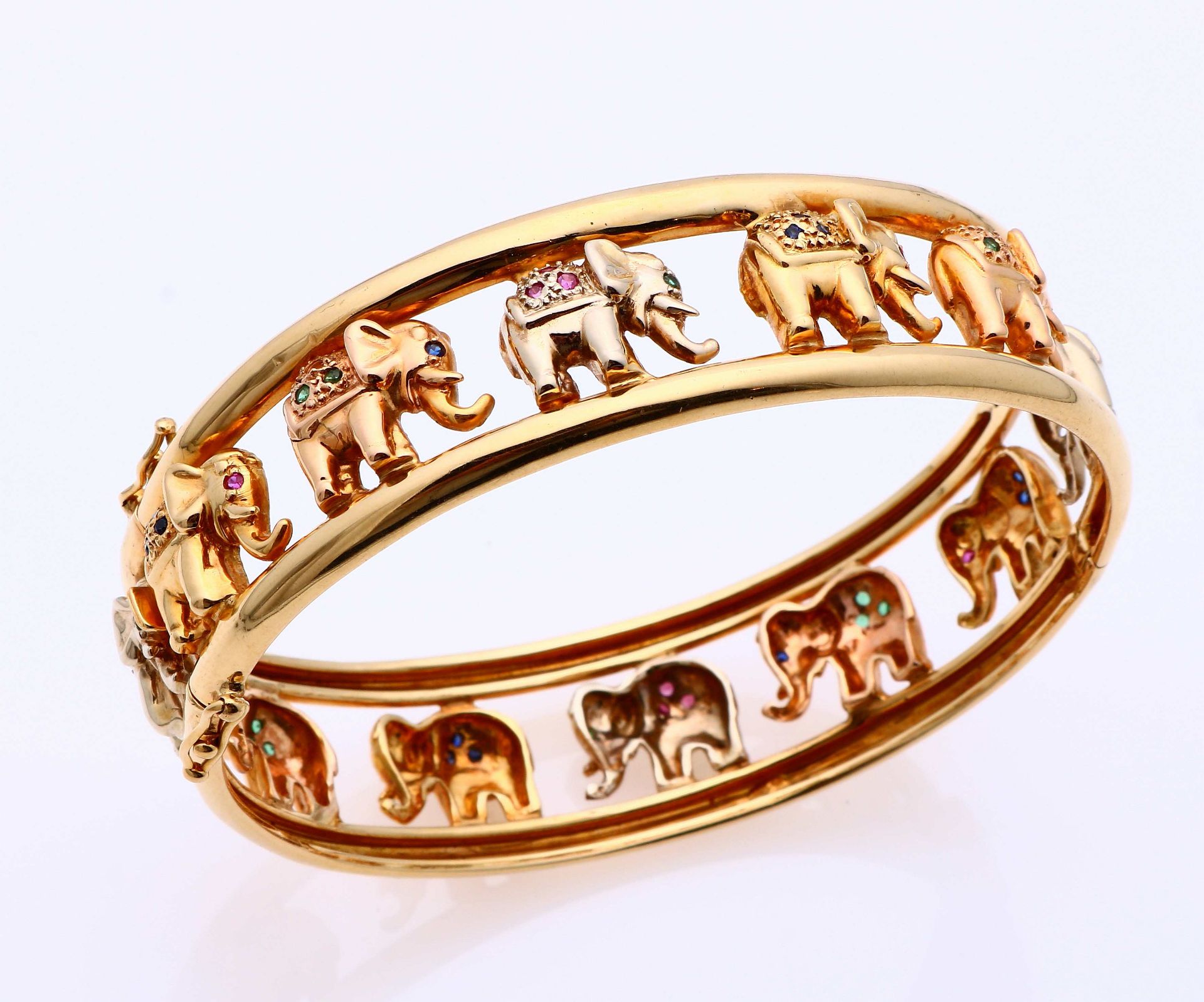 Gold bracelet with elephants