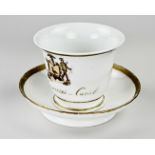 Particularly large Empire ornamental cup + saucer, 1820