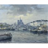 Unsigned, Harbor view with bridge, Paris