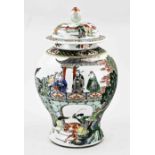 Chinese Familie Verte vase with lid, H 42 cm.