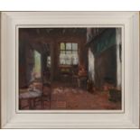 unclear. signed, Farmhouse interior