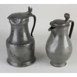 Two antique pewter pitchers