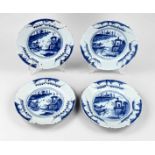 Four 18th century Delft plates Ø 23.5 cm.