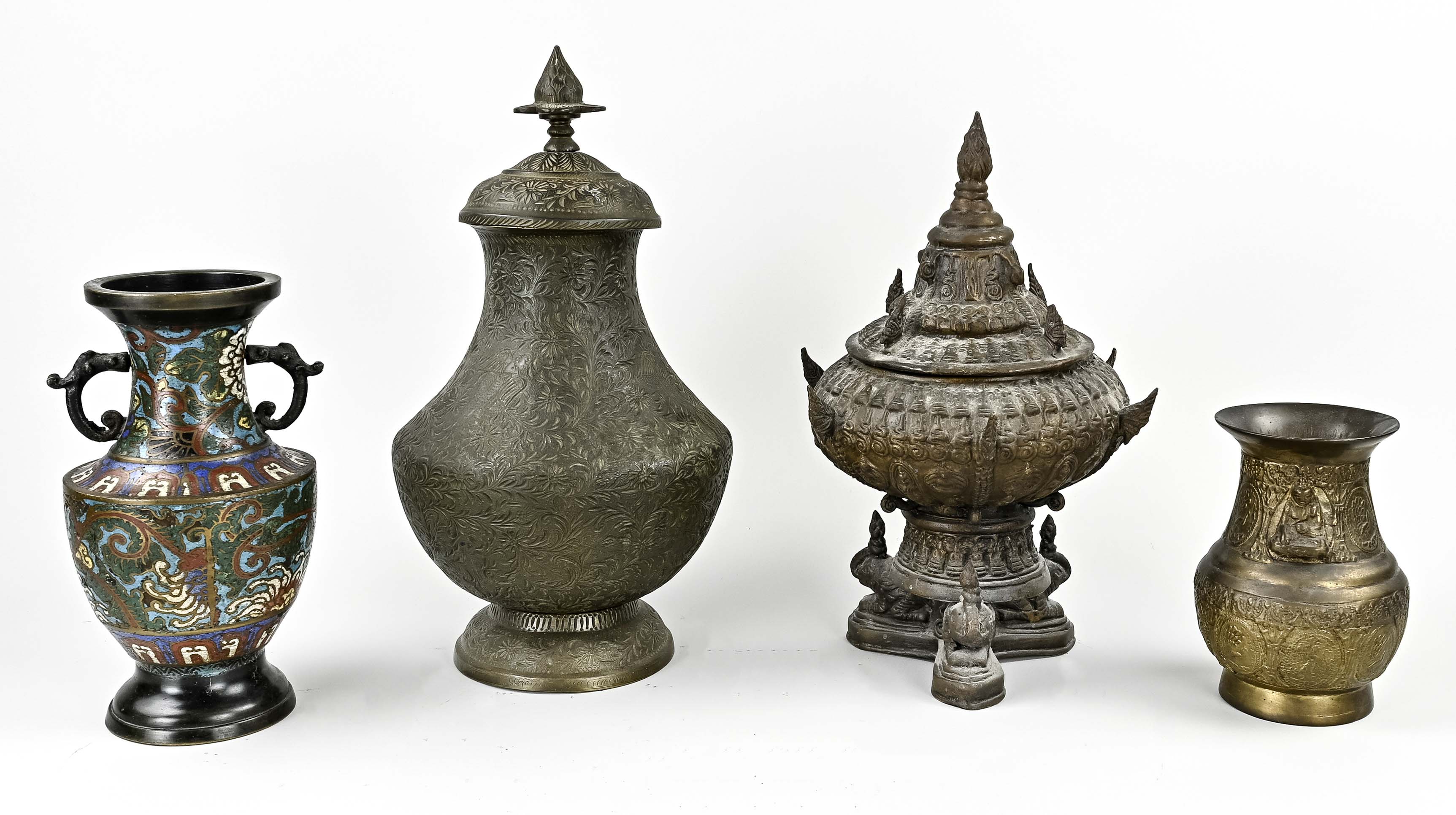 Four Oriental lidded vases