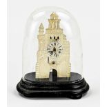 Hinterzappler mantel clock under bell jar, H 15 cm.