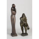 Two bronze figures, Modern + fisherman