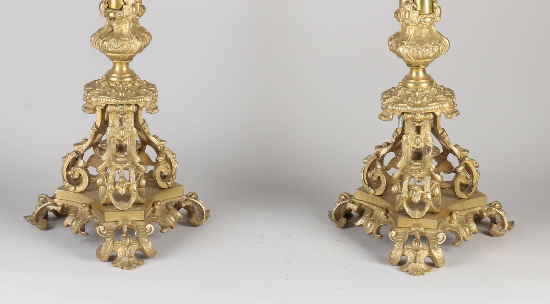 Two fire-gilded church candlesticks - Image 2 of 3