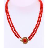 Necklace of red coral and gold