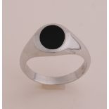White gold signet ring with onyx