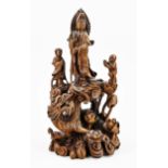 Antique Chinese Quan Yin figure group