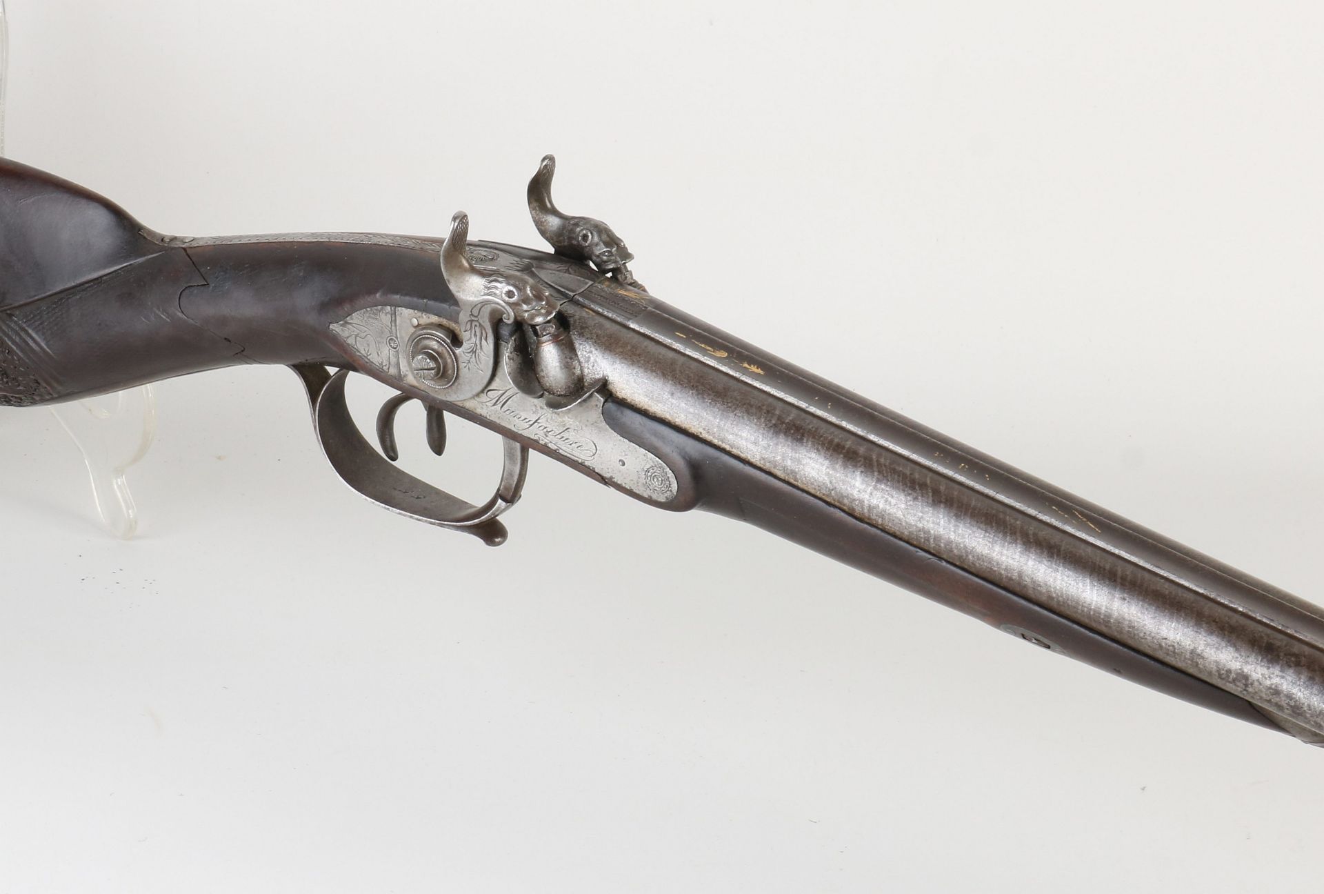 Antique cubbelloops hunting rifle, L 123 cm. - Image 2 of 2