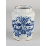 18th century Delft apothecary jar