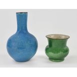 Two Chinese celadon vases, H 12 - 26 cm.