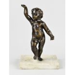 Bronze putti, H 23 cm.