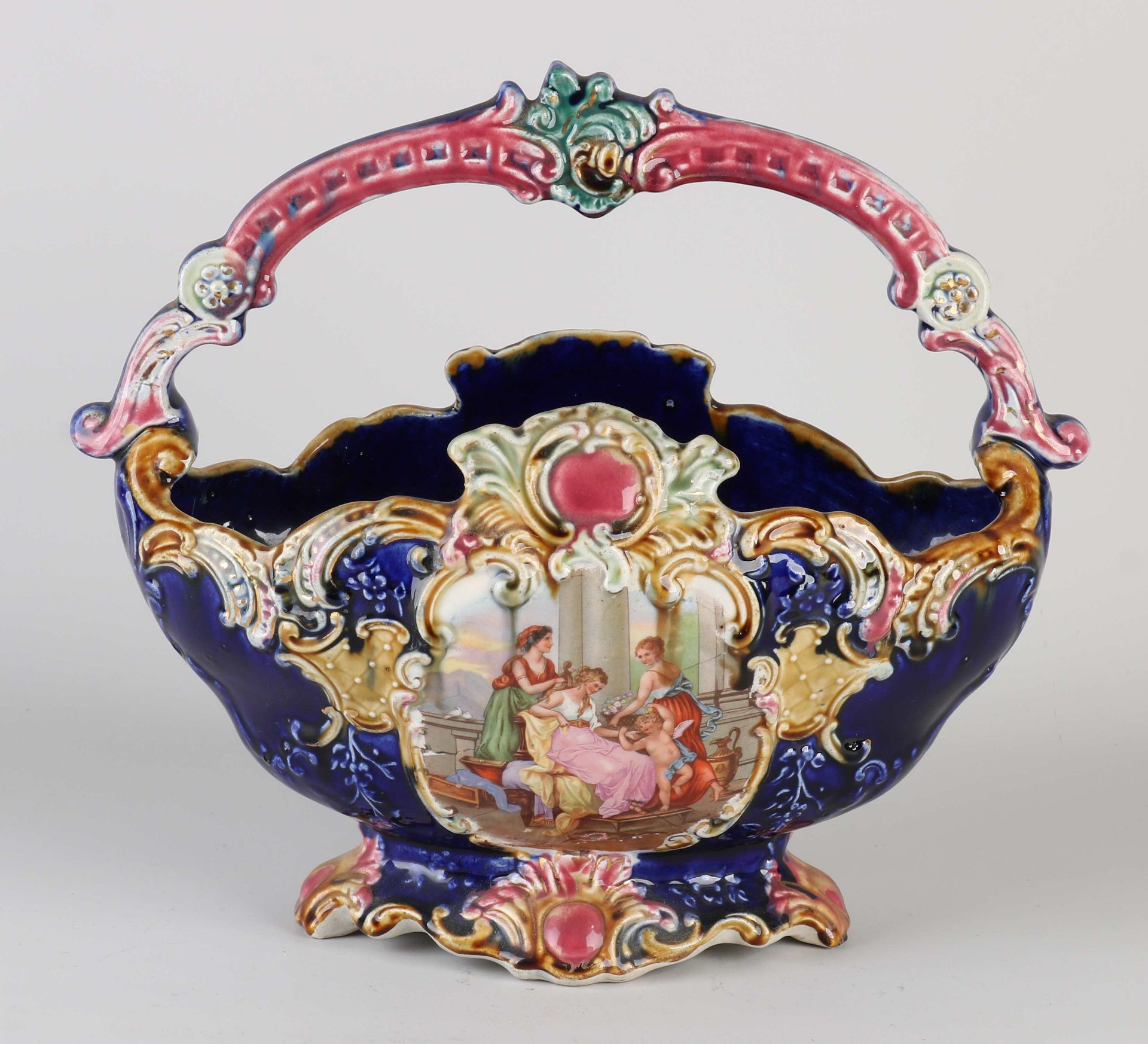 Antique majolica jardiniere, 1920