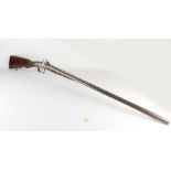 Antique double barrel shotgun, L 130 cm.