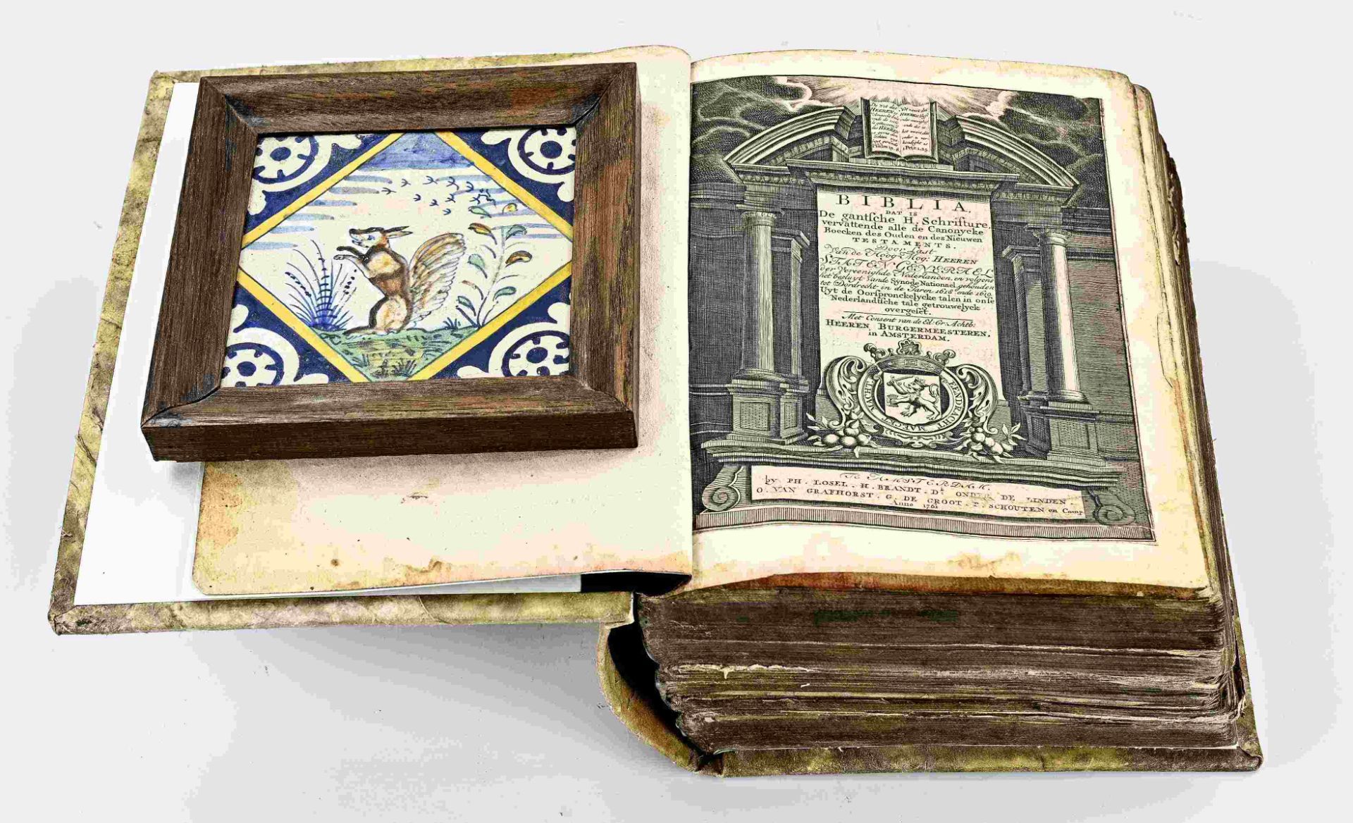 18th century bible + 17th century tile