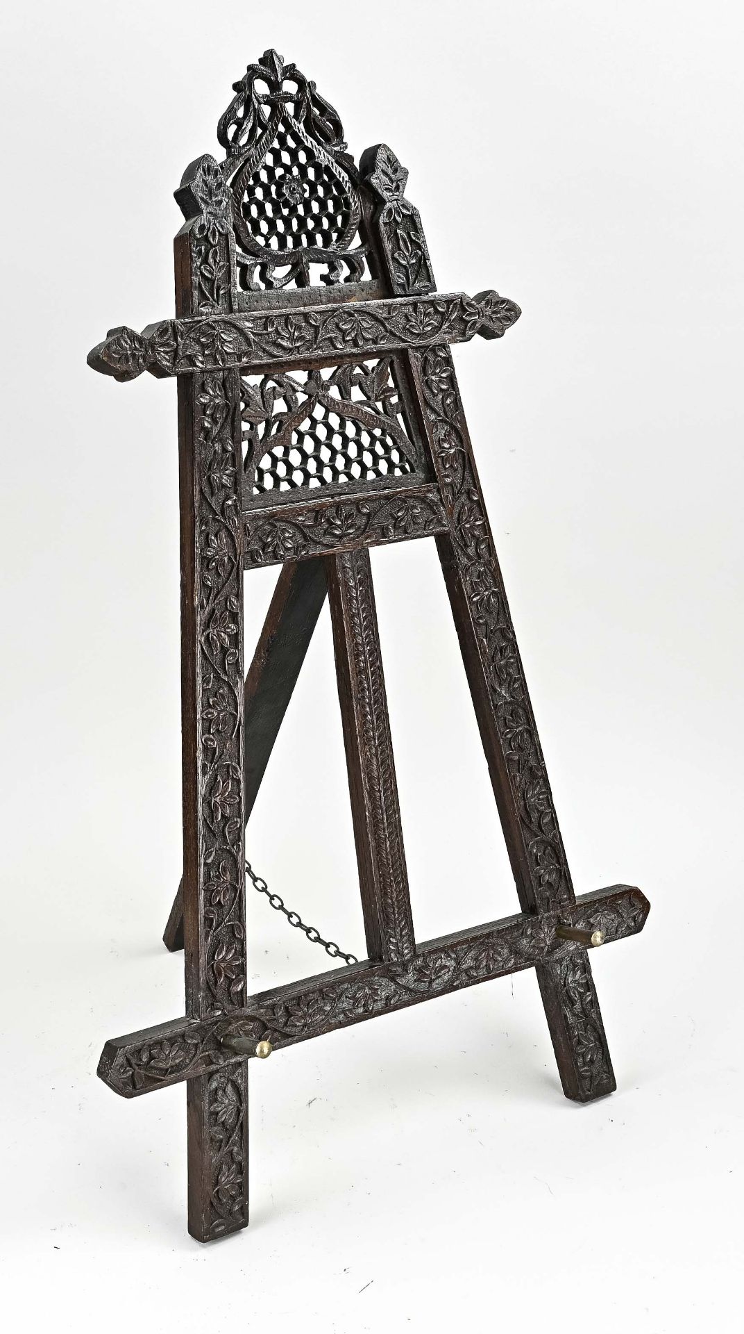 Antique carved easel, H 70 cm.