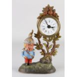 Antique alarm clock with a smoking soldier, 1900
