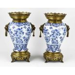 Two Delft show vases, H 37 cm.