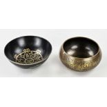 Two Tibetan singing bowls Ø 11 - 12.4 cm.