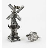 Silver windmill & bellows box