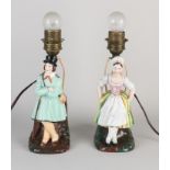 Two French porcelain lamps, H 30 cm.