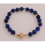 Bracelet lapis lazuli, gold lock