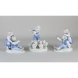 3x Rolled porcelain figure