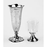 Silver vase & glass