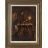 JA vd Bergh, Poulterer on the market by candlelight