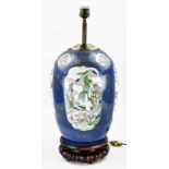 Large Chinese Familie Verte lamp base, H 58 cm.