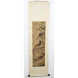 Old Chinese scroll painting, H 100 x W 29 cm.