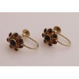 Gold ear screws with garnet