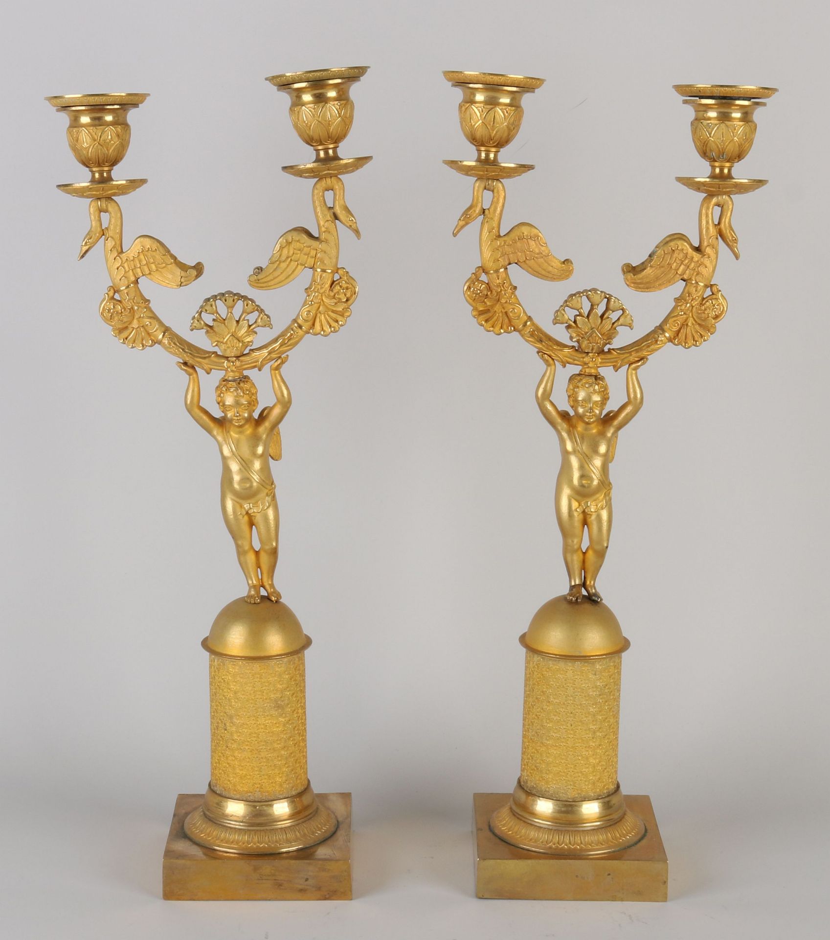 Two French Empire candlesticks