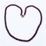 Garnet necklace with gold lock