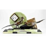 Large Art Deco mantel clock with pheasants, 1925