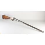 Antique double barreled rifle, L 116 cm.