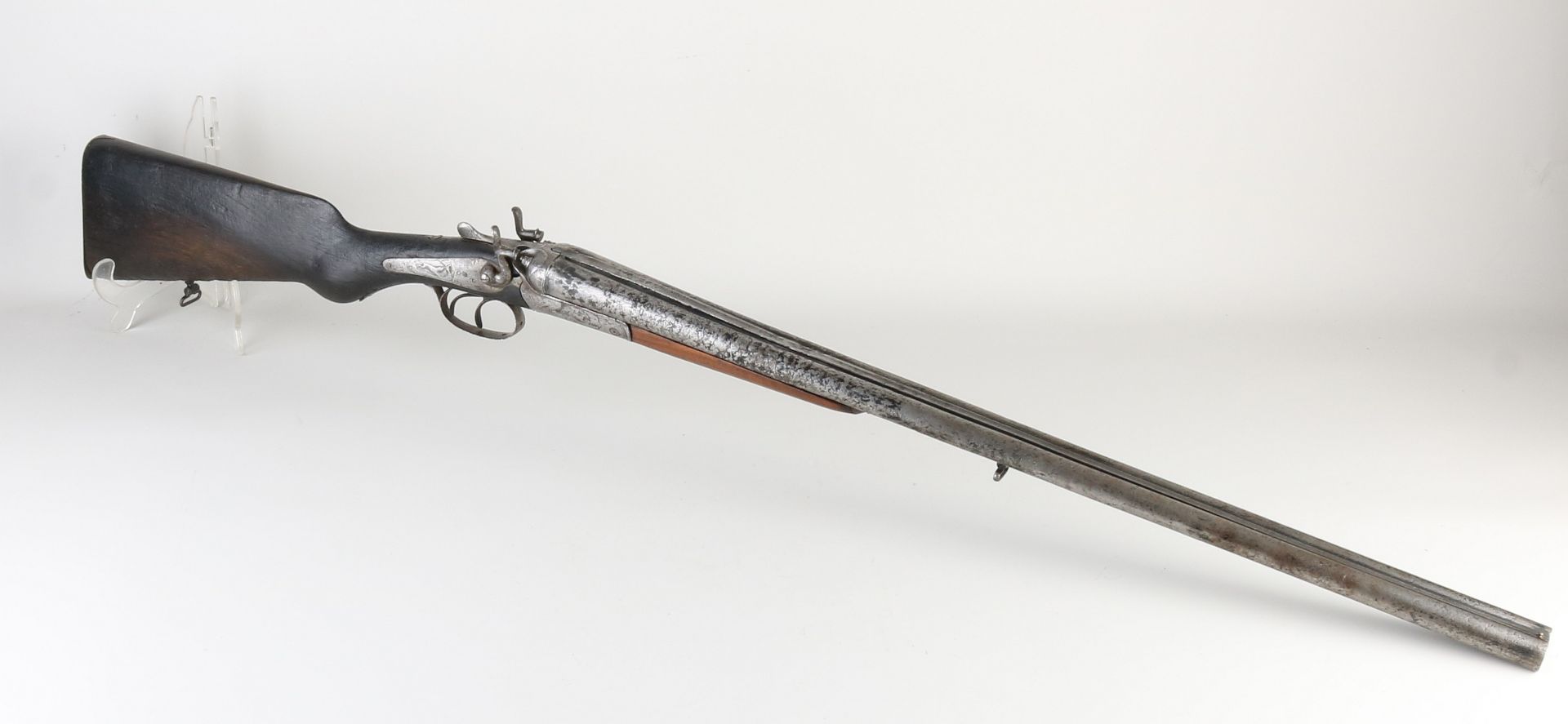 Antique cubbelloops hunting rifle, L 111 cm.