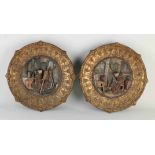 Two gilt wall plates, 1880