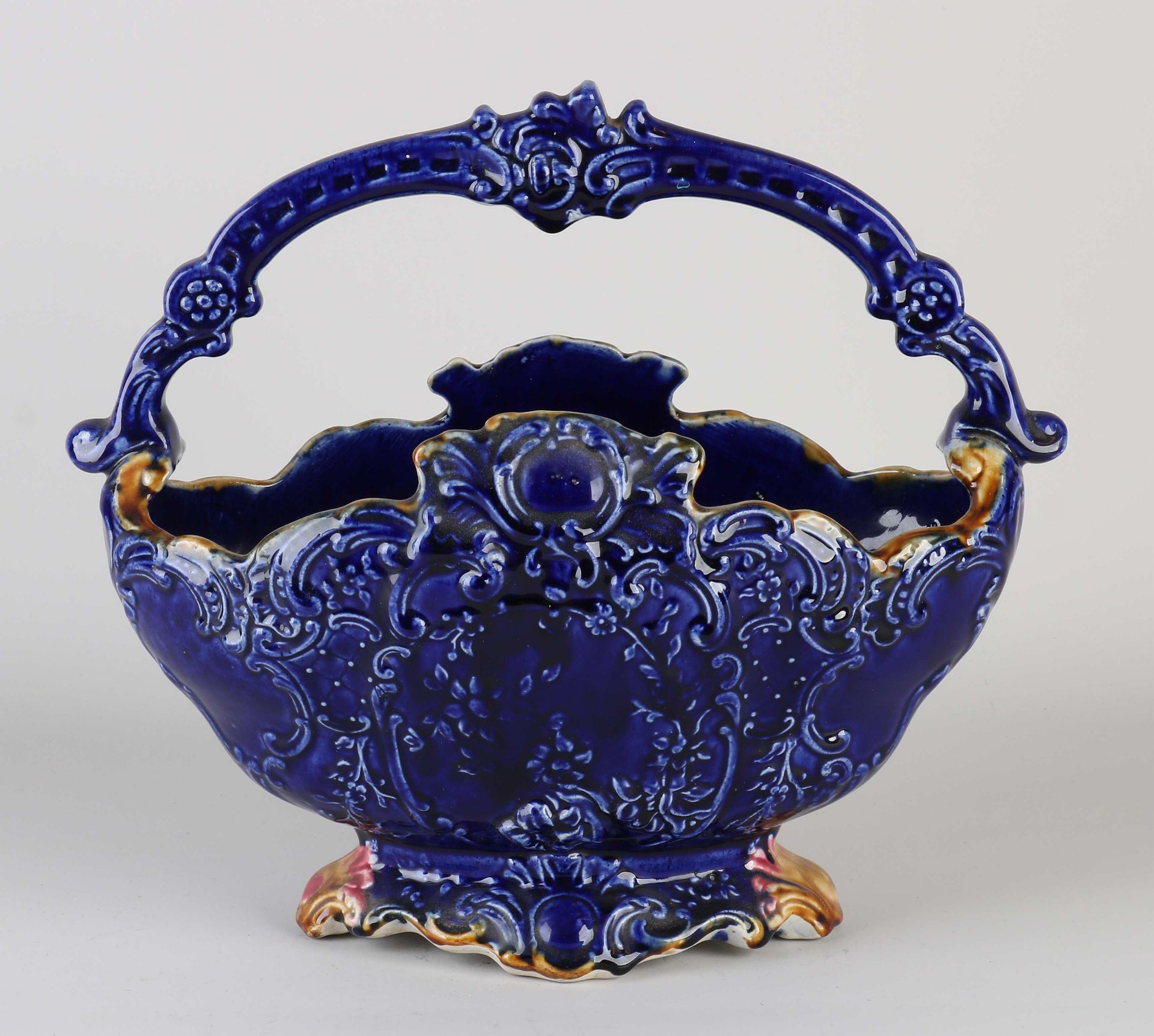 Antique majolica jardiniere, 1920 - Image 2 of 3