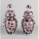 Two Imari lidded vases, H 34 cm.