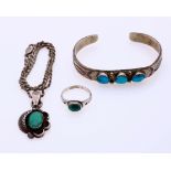 3 Silver jewelry with turquoise