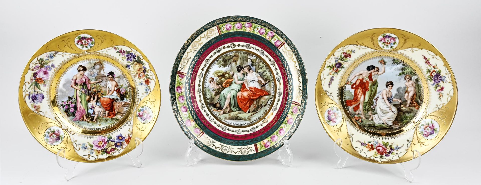Three antique French plates, 1900