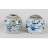 Two antique Chinese ginger jars Ø 16 cm.