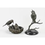 Two bronze bird figures